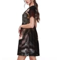 thumbnail image 2 of Fotbe Playful Baby Hippo Splash Vestido Largo de Moda para Mujer, Vestido Tipo Camiseta con Manga Corta y Estilo Casual a Rayas y Bloques de Color, 2 of 6