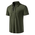 thumbnail image 2 of Kureaily Men's Spring And Summer Leisure Travel Cotton HempS Retro Lapel Suspender T Shirt Short Sleeve Top Casual T-Shirts,Large/(Green), 2 of 5