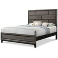 thumbnail image 2 of Transitional King Size Panel Bed In Rustic Gray, Box Design Headboard, Bedroom Furniture With Plywood Contemporary Beautiful & Paper Veneer, 2 of 4