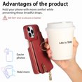 thumbnail image 2 of Decase for iPhone 15 Plus Zipper Wallet Casa,with Credit Card Holder,Built-in Ring Stand,RFID Blocking Design,Rugged Shockproof PU Leather Protective Case,Support Magnetic Car Mount,Red, 2 of 10