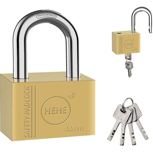 Candado de latón macizo resistente LANNMXG de 40 mm cerradura de seguridad para puerta de apartamento