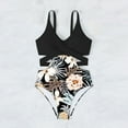 thumbnail image 6 of EWASWON Tropical Print Monokini Swimsuit for Women, Cross-Back Adjustable Straps, Removable Pads and UPF Protection,Black,Size L, 6 of 8