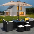 thumbnail image 3 of Costway Parasol de Marché à DEL Solaires Double Face de 15 Pi pour Patio, Manivelle, Base, Beige, 3 of 9
