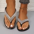 thumbnail image 2 of Womens Flip Flops Sparkly Rhinestones Comfort Foam Glitter Dress Thong Sandals Summer Casual Flat Slides, 2 of 8