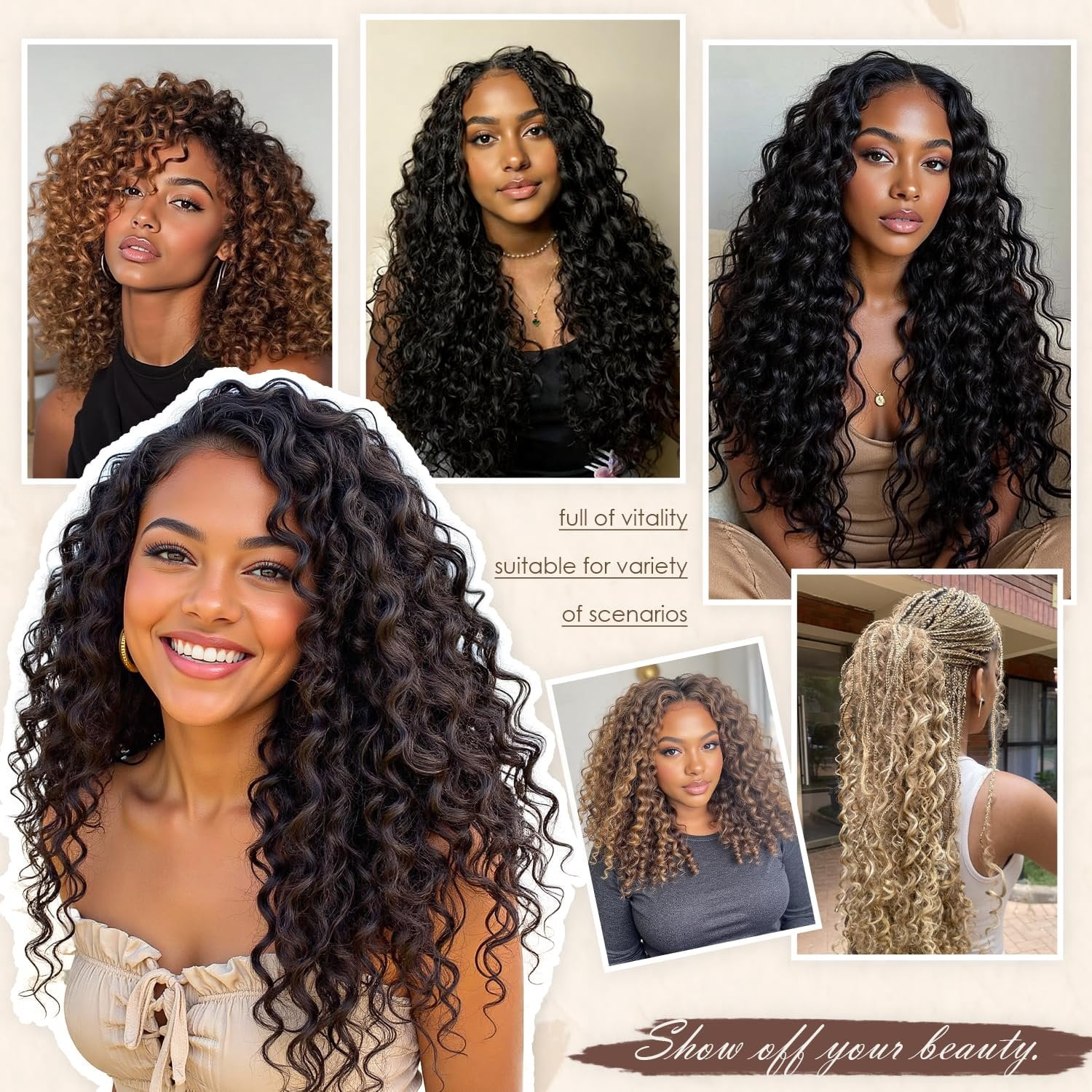 Crochet Human Hair,Water Wave Knotless Pre-Separated Human Crochet Hair Bundle,Miracle Knots Invisible Hair Extension for Black Women (150g- Black, 18" Water Wave)