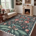 thumbnail image 4 of Garvee 9'x12' Modern Retro Floral Area Rug Washable Printed Carpet, Non Slip Low Pile Indoor Rug for Living Room Bedroom Dining Room, Blue Green, 4 of 11