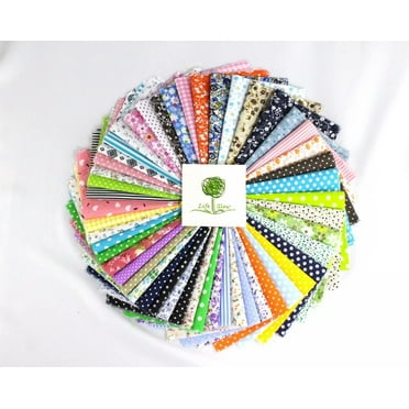 50pcs 7.9x10 inch Cotton Fabric Bundle Pre Cut Patchwork Squares DIY Sewing Squares Material (Floral/Dots/Strips)