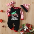 thumbnail image 4 of Louist Newborn Baby Boy Girl Christmas Outfit Merri Christmas Romper Jumpsuit One-Piece with Hat Headband Set (0-3 Months), 4 of 10