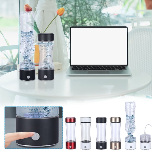 Vaso de agua de hidrógeno 800ppb Alta concentración • Generador electrolítico de hidrógeno con diseño portátil • Acero inoxidable 304 y vidrio • Batería de 1200mAh