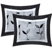 Lanco Classic Floral 7-Piece Comforter Bedding Set, Silver/Black/Gray, Bed Size Queen, 100% Polyester Fill