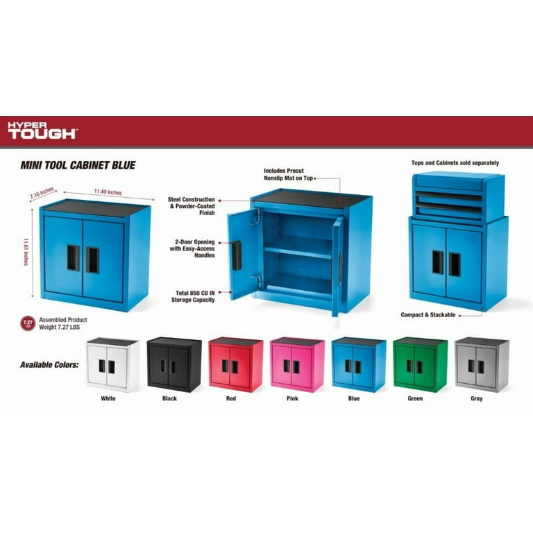 Hyper Tough Mini Tool Cabinet, 11.6-inch Blue Steel Storage with