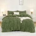 thumbnail image 6 of Faux Fur Sage Green Comforter Set Full Size, 3 Pieces Fluffy Fuzzy Plush Bedding Comforter Set (1 Shaggy Velvet Comforter & 2 Pillowcases), Soft Puffy Comfy Down Comforter Bedding Set, 6 of 16