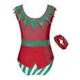 thumbnail image 2 of Leotardos gimnásticos de Navidad para niña con diadema, traje sin mangas, traje de baile atlético, disfraz de elfo de Navidad, Ropa de baile de Ballet de Navidad, 2 of 5