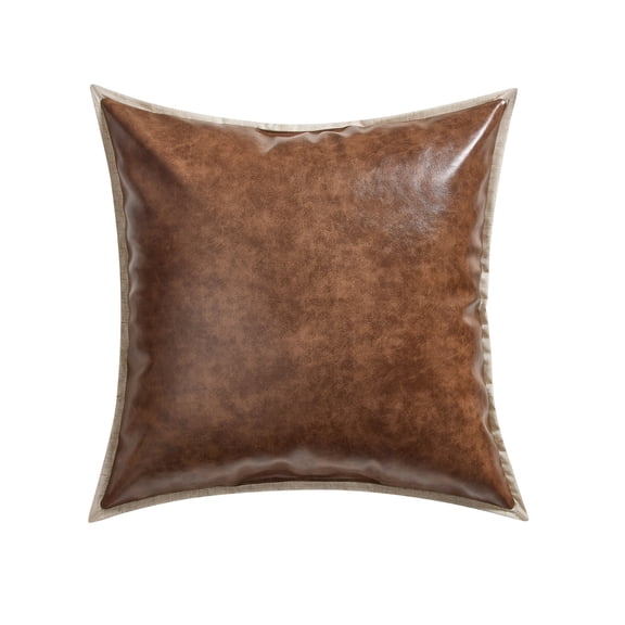 Home Decor Collection 20" x 20" Brown Faux Leather Decorative Pillow
