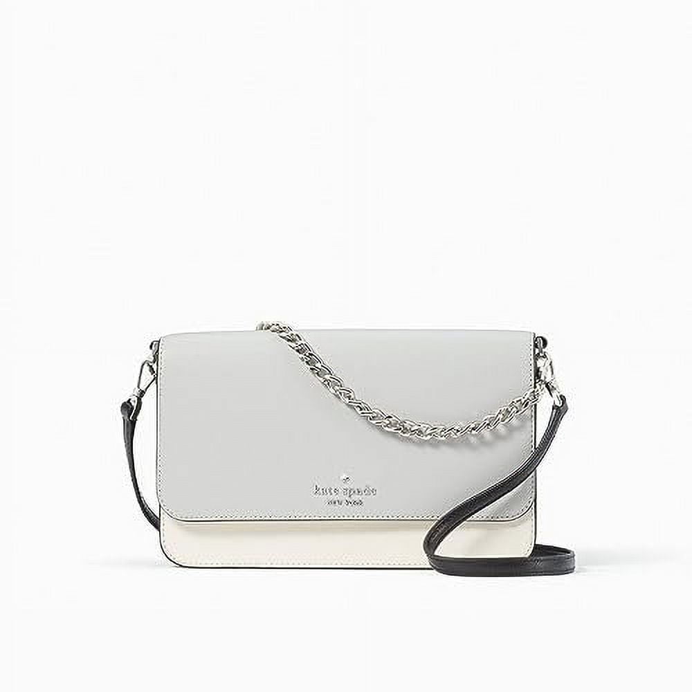 Kate Spade New York Women's Madison Saffiano Leather Flap Crossbody Bag, Platinum Grey