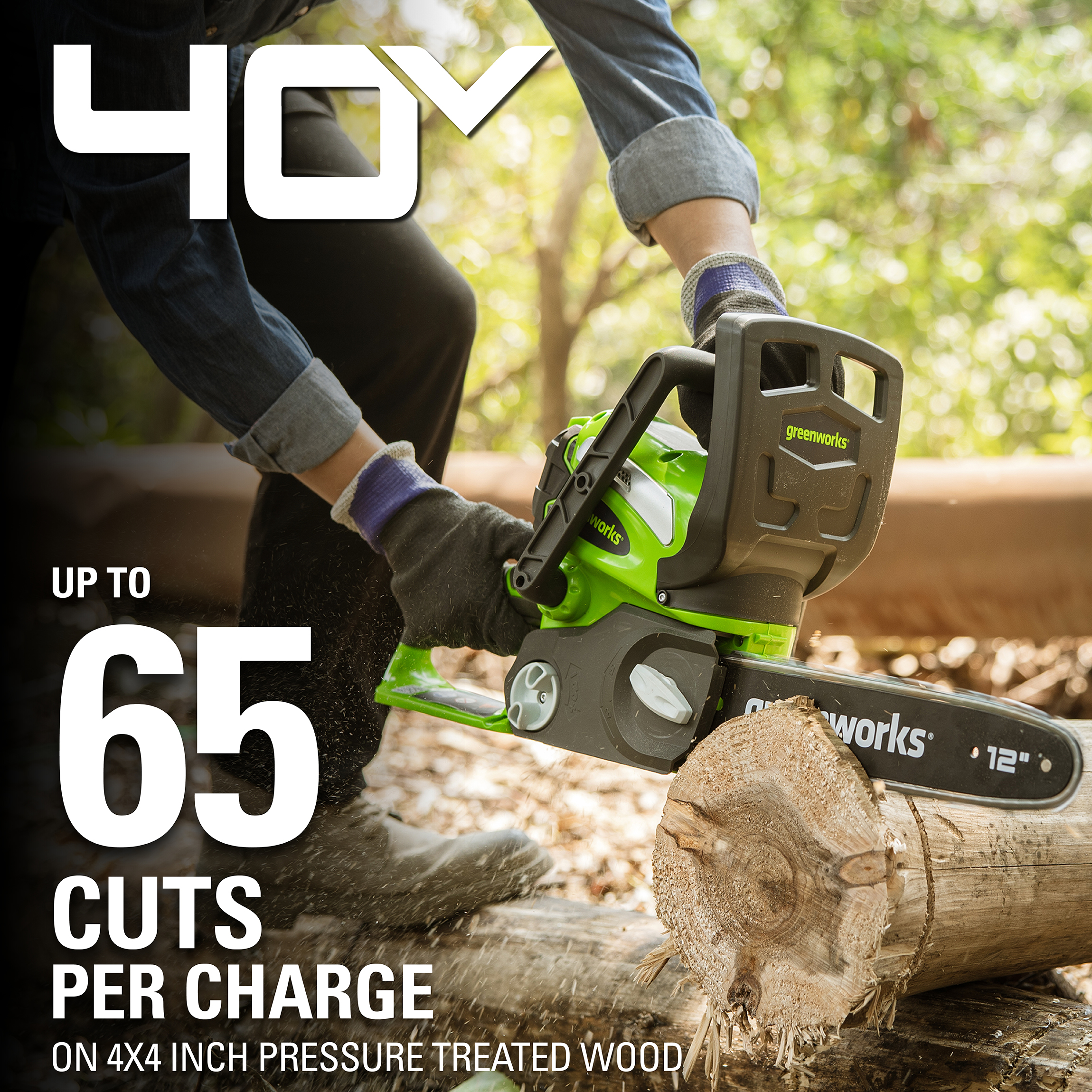 GreenWorks 20292 40V 12" Cordless Chainsaw, Battery and Charger Sold Separately - image 7 of 14