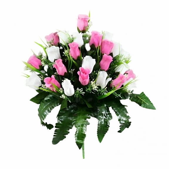 ZULAR Artificial Cemetery Flowers,Grave Memorial Flowers,Artificial Rose Bouquet Decoration for Cemetery Headstones Gravesites