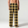 thumbnail image 3 of Fabrcox Plaid Flannel Pajama Pants for Men Loose Fit M-Xxl Xxxl Wide Leg Pj Bottoms with Pockets Winter Warm Elastic Waist Drawstring Sleep Lounge Pants Yellow L, 3 of 6