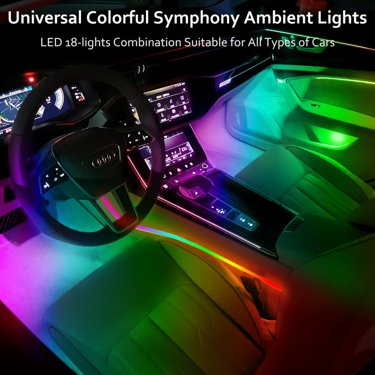 Hmyc Car Interior Ambient Lights18 in 1 128 Colorful LED Acrylic Fibe
