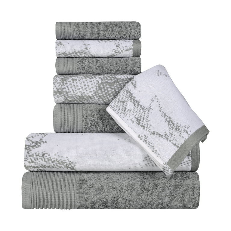 BNM Marble Solid Cotton Bath Towels Set of 8 Grey Walmart