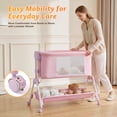 thumbnail image 4 of Babyeap 3-in-1 Baby Bassinet, Adjustable Bedside Sleeper with Gentle Rocking Motion, Storage Basket and Wheels for Infants, Pink, 4 of 11