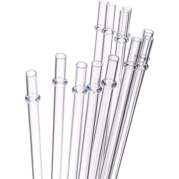 shiyou-8 Inch Long Clear Reusable Tritan Replacement Drinking Straws for 20 oz & 16 oz Mason Jar,Tumblers,Set of 12 Straws with Cleaning Brush (8inch Clear)