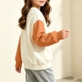 thumbnail image 6 of LOINRODI Kids Color Block Raglan Sweatshirt, Loose Fit Raglan Sleeve Color Block Crewneck Pullover Boys Girls Fall Daily Tops Orange Size 9-10, 6 of 9