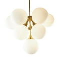 thumbnail image 3 of DecMode 25" x 65" White Metal 10 Light Chandelier with Suspension Rod, 1-Piece, 3 of 9