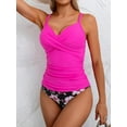 thumbnail image 2 of WQD Women's Tankini Swimsuits 2 Piece Ruched Tummy Control Bathing Suits V Neck Wrap Tie Back Swimwear, Size Down Recommended, 2 of 6