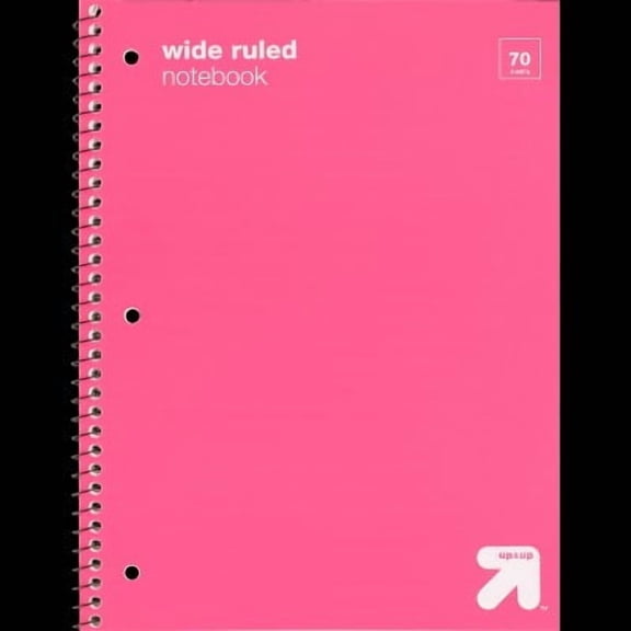 Wide Ruled Pink 1 Subject Flexible Plastic Cover Spiral Notebook - up&up™: Single Subject, Perforated, 3 Hole Punched, 70 Pages