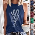 thumbnail image 5 of JSKUMAR Women's Summer Crewneck Tank Tops Floral Graphic Curved Hem Sleeveless Tops Casual Loose Fit Shirts Black-3,L, 5 of 5