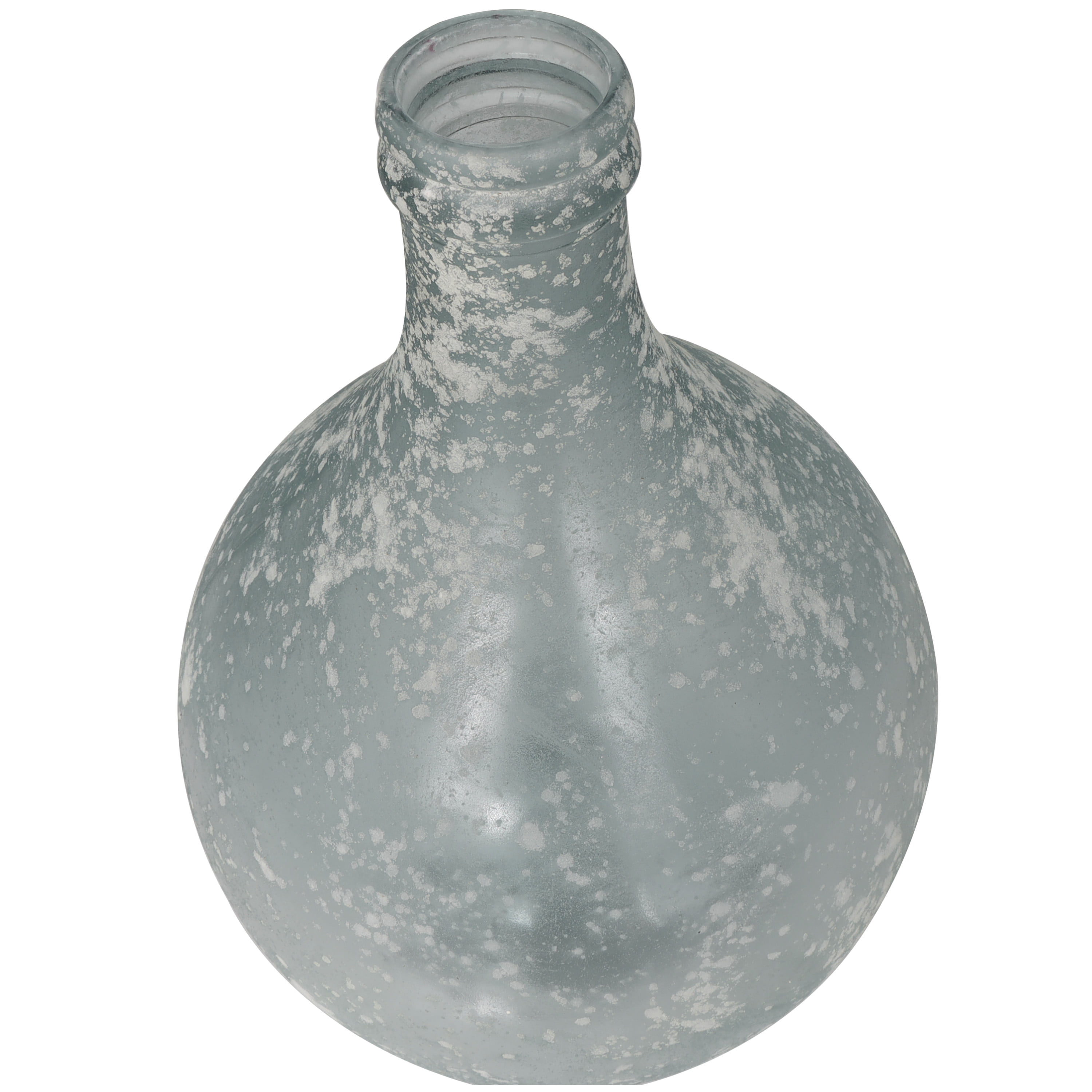 DecMode 17" Handmade Frosted Spanish Bottle Recycled Glass Vase