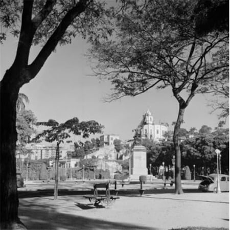 Brazil Rio de Janeiro Bench in Street Poster Print - 18 x 24 in.