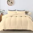 thumbnail image 2 of 3 Piece Luxurious Straight Line Pattern Comforter All Season 800 Threads Count Full/Queen Size - Ultra Soft 550 GSM 100% Egyptian Cotton (Solid Ivory Colour ), 2 of 6