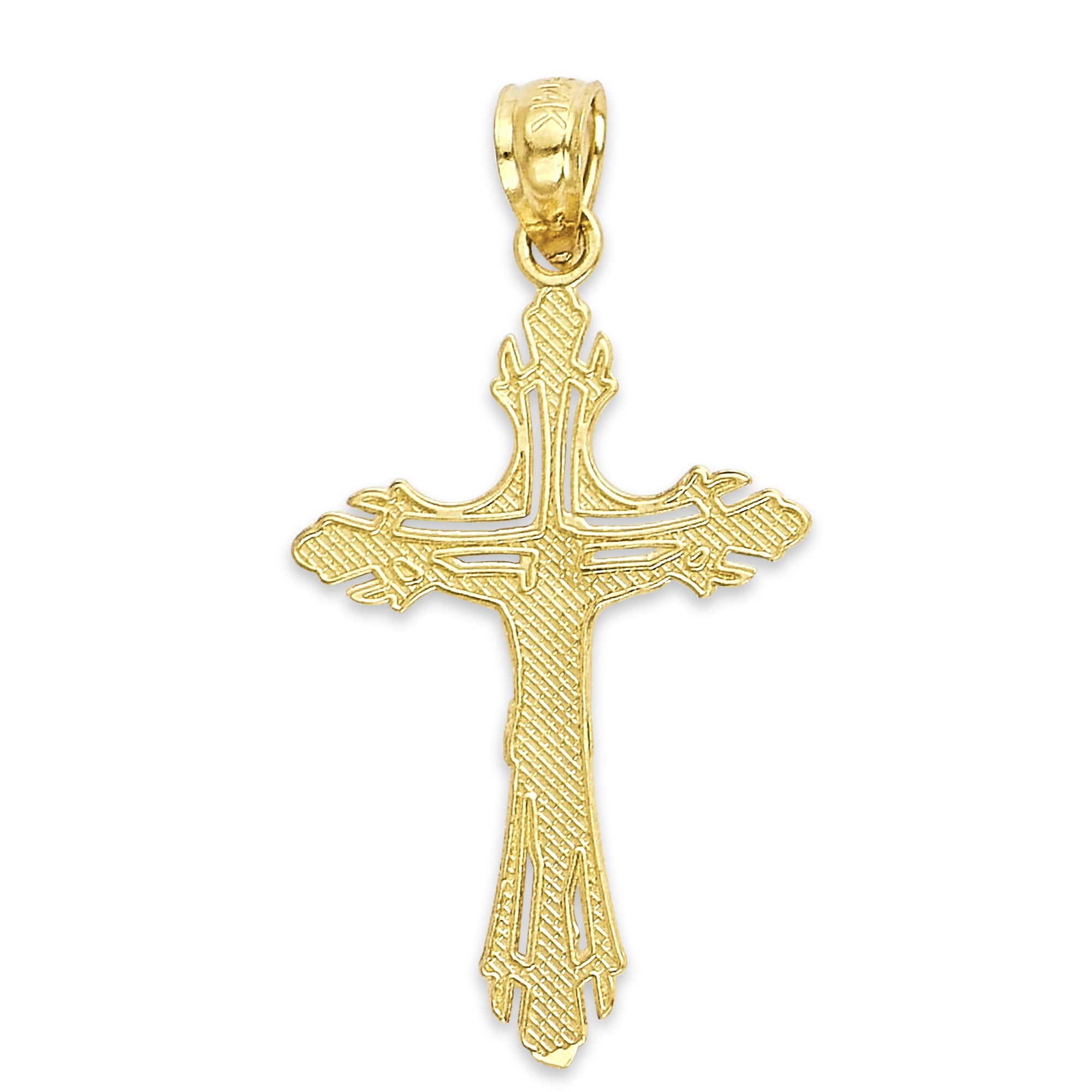 Golden Fire Solid 10k Gold Crucifix Pendant - Jewelry for Men and Women