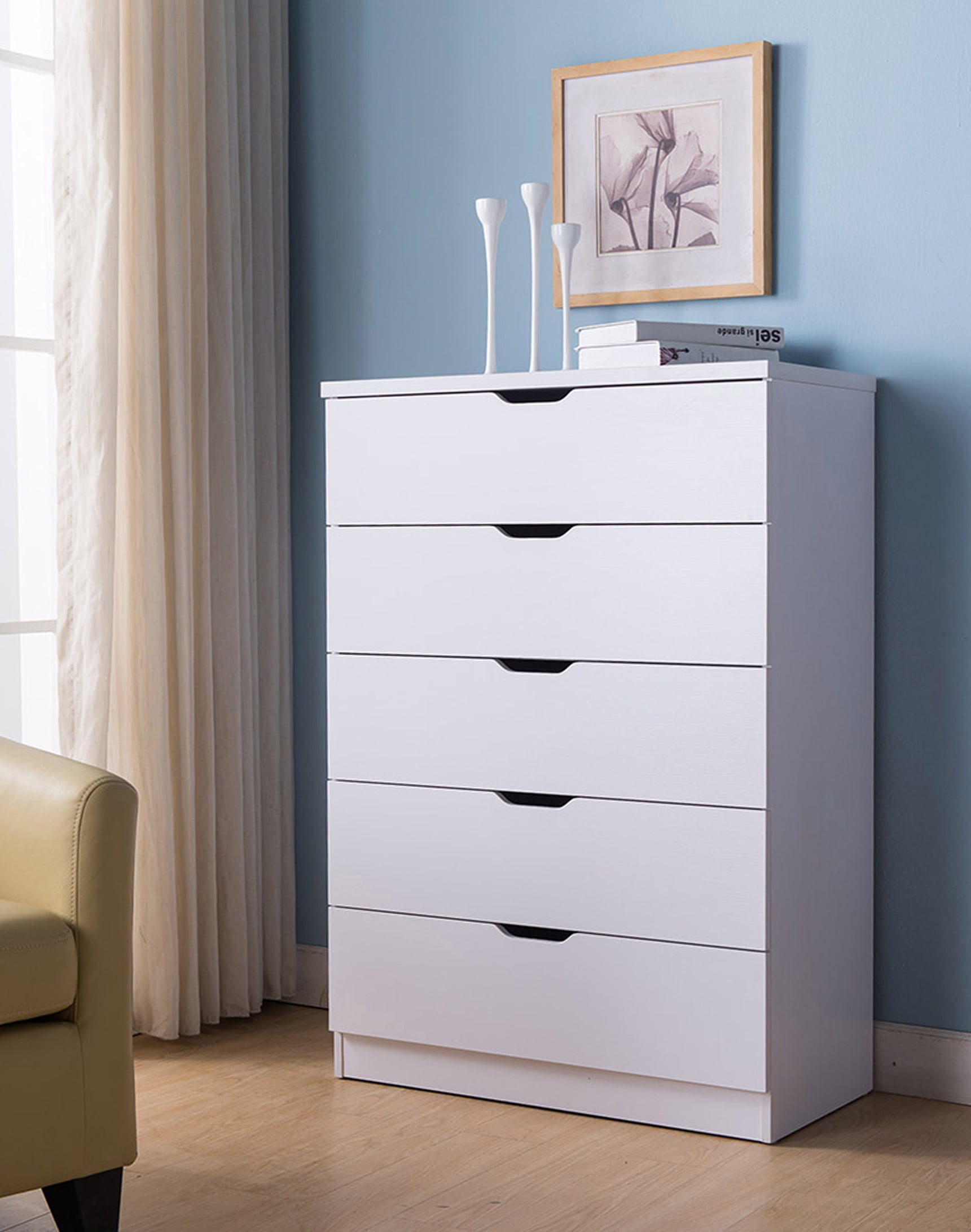 Smart Home Eltra K Series 5 Drawers Chest Dresser in White
