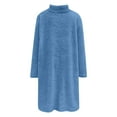 thumbnail image 6 of Mock Neck Sweaters Women Fuzzy Sherpa Fleece Tunic Tops Long Sleeve Plain Pullover Sweatshirt with Pockets (XL, Blue), 6 of 7