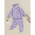 thumbnail image 3 of Diconna Baby Girl Fall Outfits Daisy Print Crew Neck Long Sleeve Sweatshirts Long Pants Headband 3Pcs Clothes Set 18-24 Months, 3 of 8