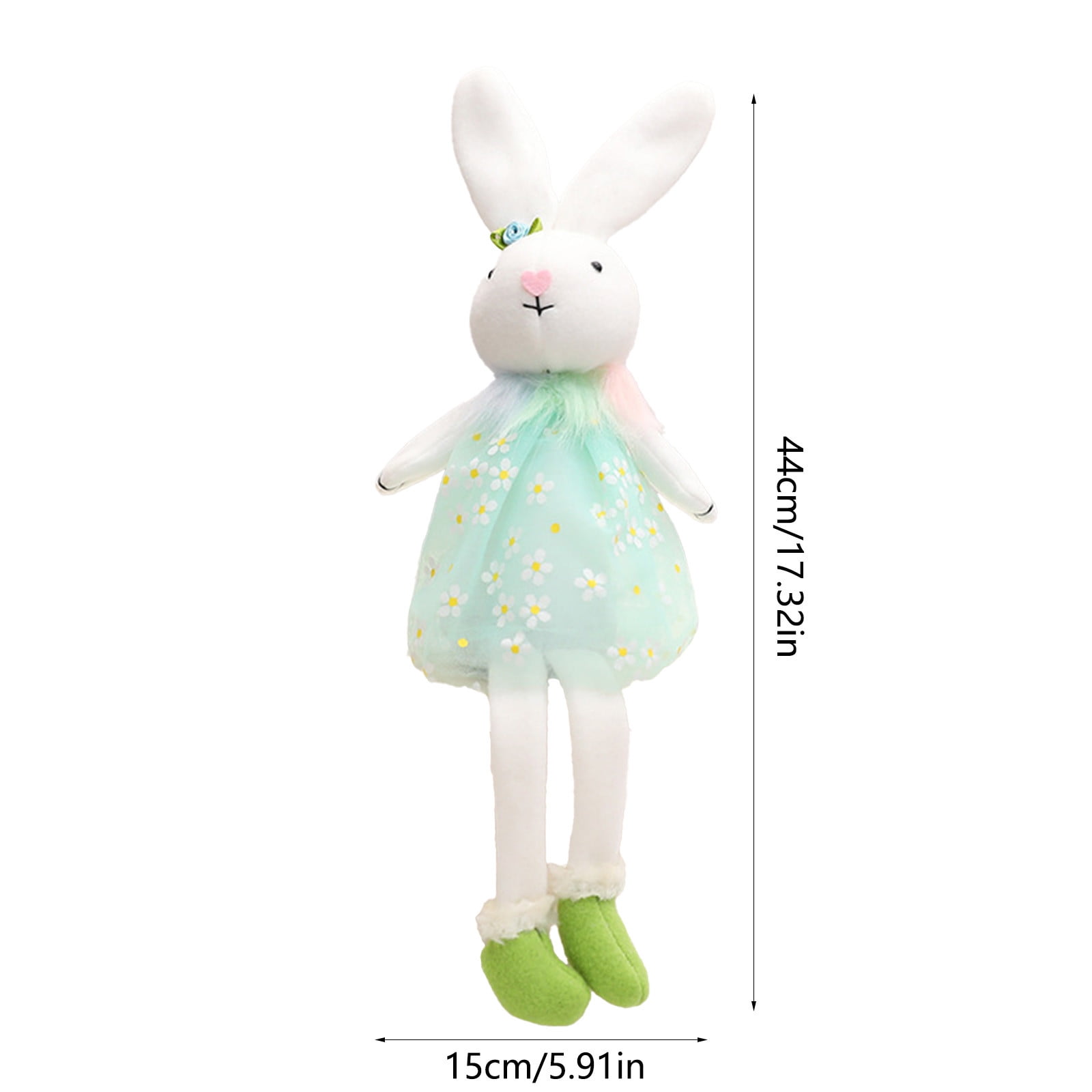 SHENGXINY Easter Bunny Plush, Fabric Bunny Rabbit Toy, Easter Decorations, Stuffed Animals,Standing Statue With Carrots Baskets For Layered Plates Table Decor Blue 17.32x5.91x5.91in