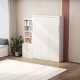 thumbnail image 5 of Full Size Vertical Murphy Bed with Shelf and Drawers,Space Saving Hidden Bed with New Style Gas Struts,Wall Bed for Bedroom Guestroom,White, 5 of 6