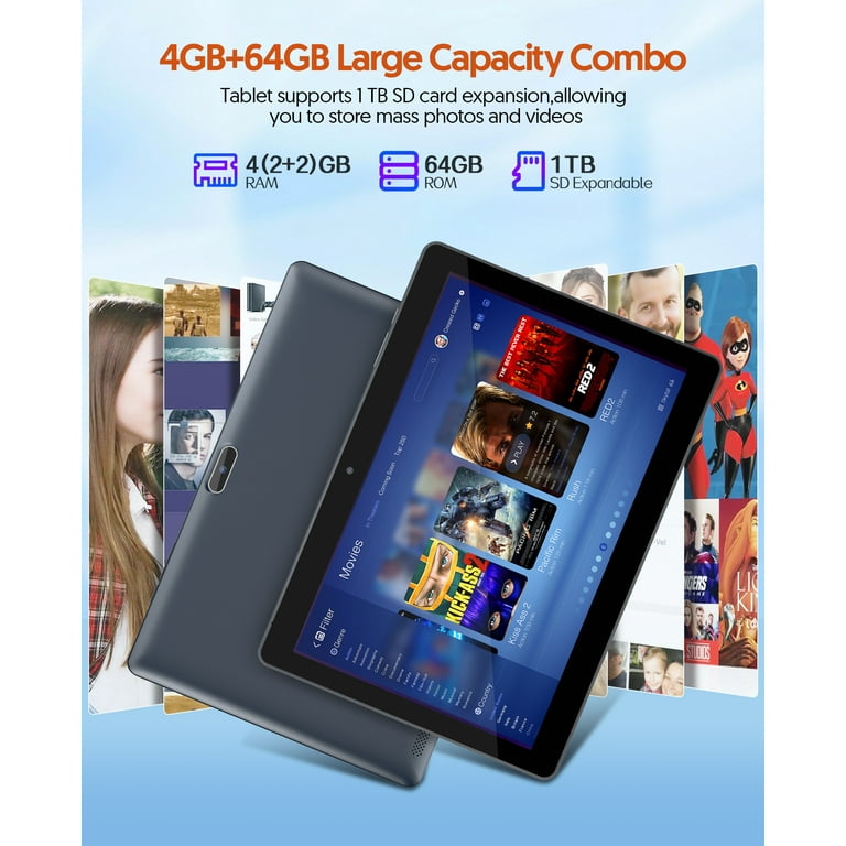 10 inch Android 13 Tablet, 4GB RAM 64GB ROM 1TB Expand, 2 in 1