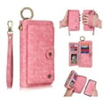 thumbnail image 1 of iPhone 8 Wallet Detachable Case, iPhone 7 Case, Dteck [wrist band & metal buckle & 14 Card Slots] Zipper Purse Phone Case Folio Flip Weave Weave PU Leather Removable Magnetic Back Cover, Pink, 1 of 8
