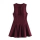 thumbnail image 5 of Vestido Mini Sin Mangas de Corte A para Mujer, de Verano, con Lazo, para Fiesta en Club, con Cremallera Corta Vino Tinto XS, 5 of 10