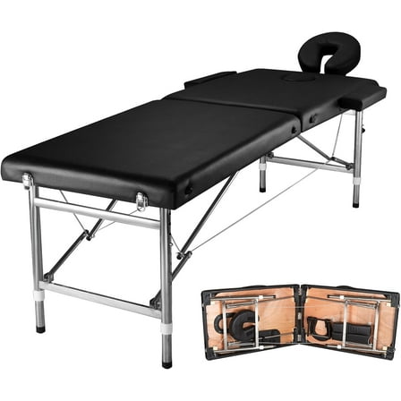 Massage Tables Portable 24" Wide Adjustable Folding Massage Bed, Lightweight Aluminum Esthetician Bed, Tattoo Chair for Client,Tattoo Table for Spa and Beauty Professionals (Black)