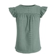thumbnail image 4 of lcziwo Womens Fitted Sleeveless Top Eyelet Breathable Ruffle Round Neck Tank Top Solid Color Summer Casual Top Shirt Green XL, 4 of 6