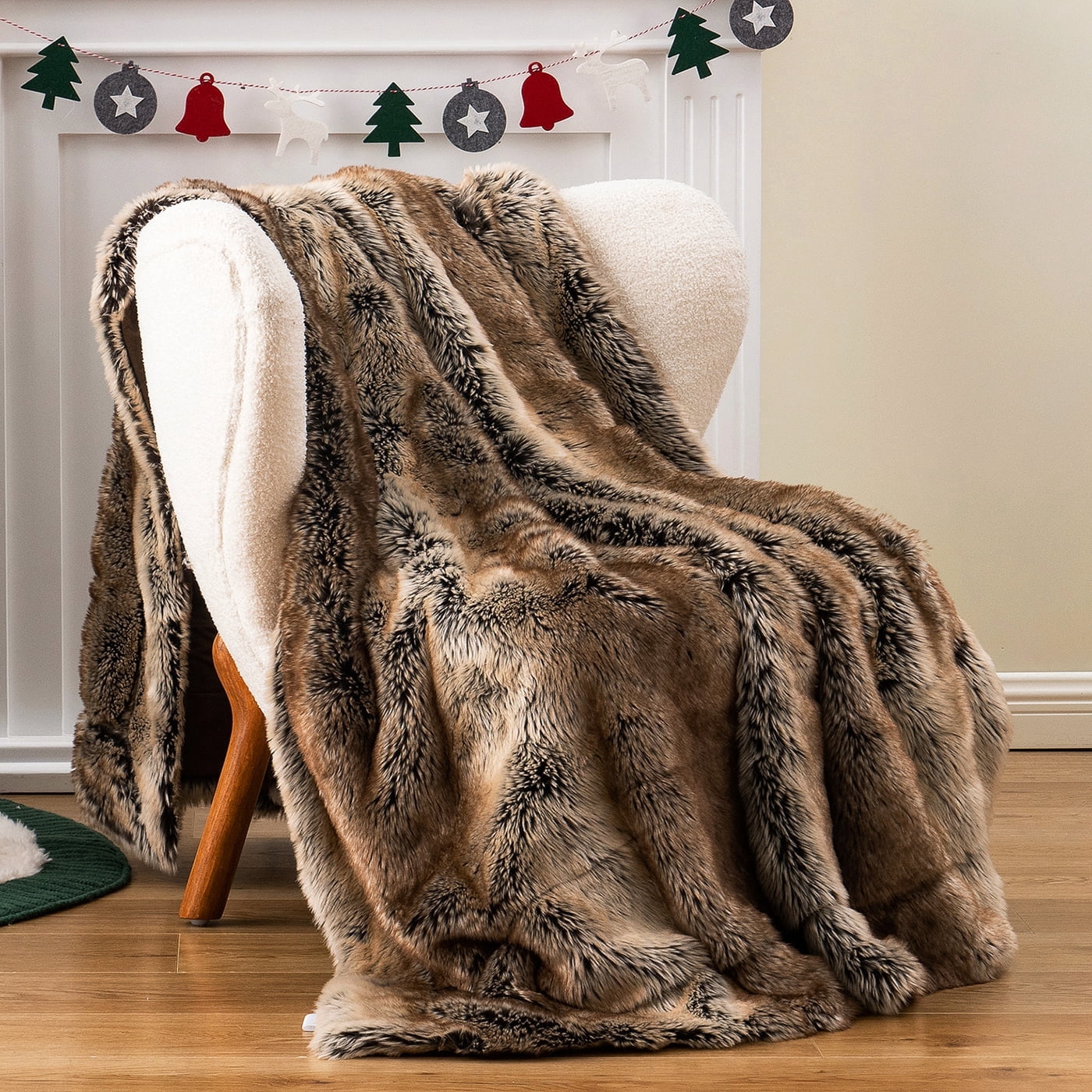 Battilo Brown Faux Fur Blanket ,Thick Cozy Bown Blanket , Fur Throw Blankets for Couch Bed,50"x60"
