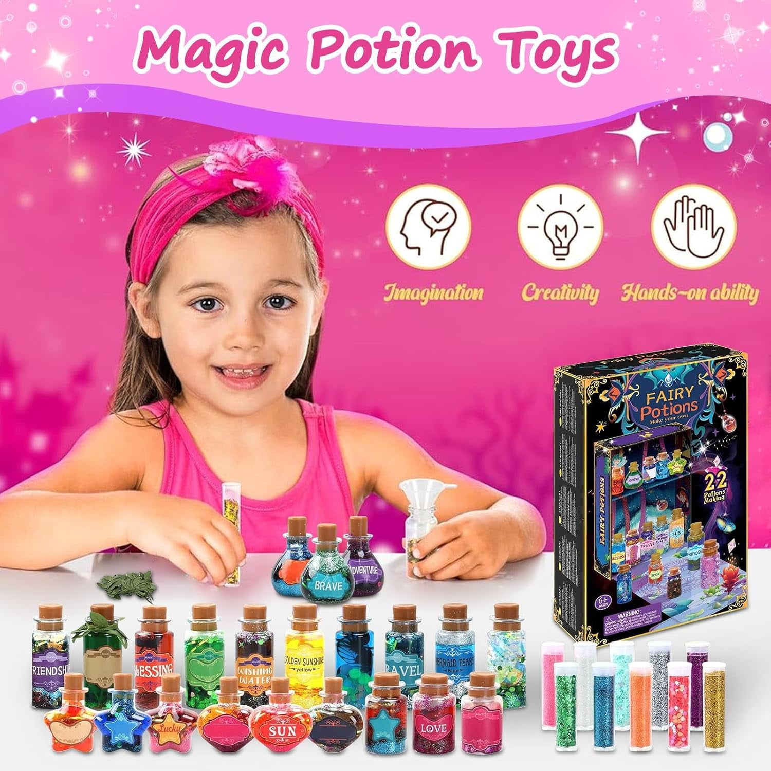Magic Potion Kit, Fairy Potion Kit, 2025 DIY Magic Mix Potion Making Kit, 22 Bottles Art Craft Creative Toy Birthday Gifts for Kids Boys Girls