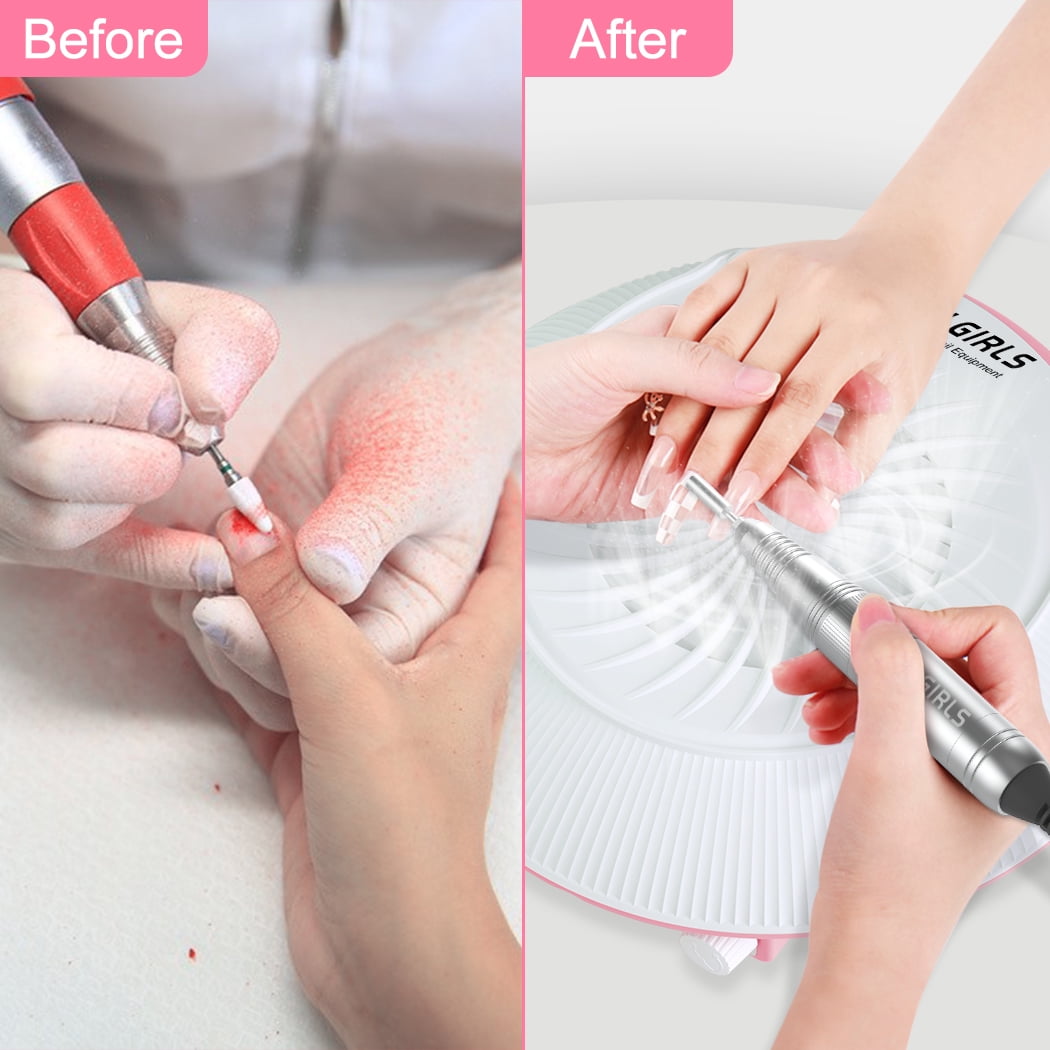 NAILGIRLS Professional 2 in 1 Nail Drill with Efficient Suction, 35000RPM Electric Nail Efile, White