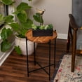 thumbnail image 4 of BIRDROCK HOME Folding Side Table with Removable Wood Tray - Black Metal Foldable Nightstand - Indoor Use Only - Bar Coffee Drinks Food Serving Tray - Decorative Modern End Accent - Natural Acacia, 4 of 9