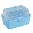 thumbnail image 1 of Boîtes de Rangement Transparentes Compartiments à 3 Niveaux Organisateur Durable Multiusage Étui de Rangement Bleu, 1 of 8